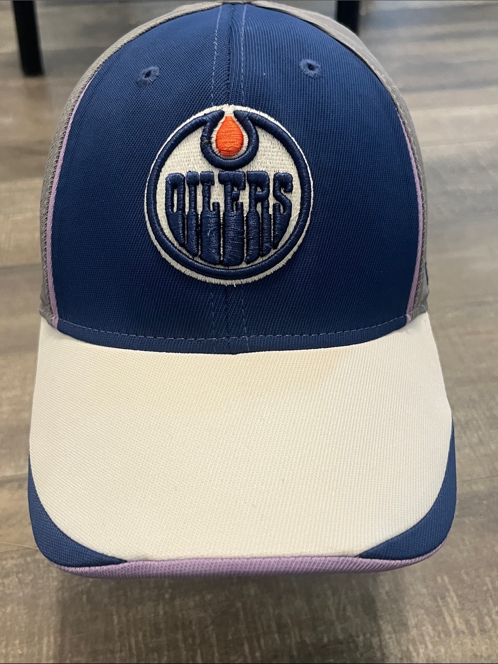 NHL Reebok Blue White Gray Trucker Hat with Orange Accent - Picture 12 of 12